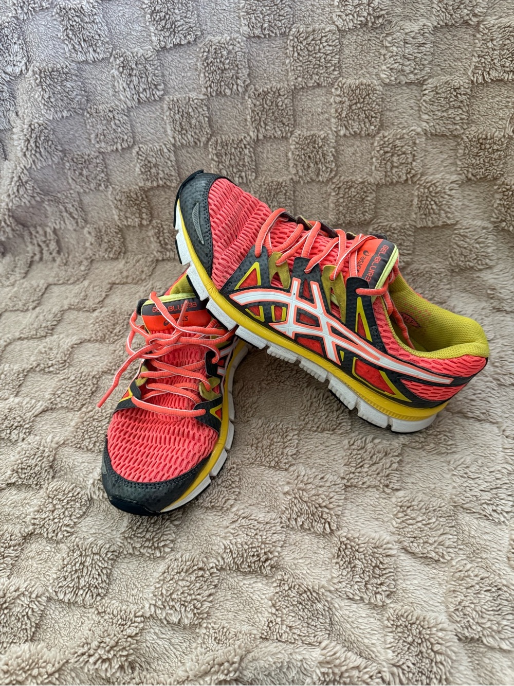 Asics Coral and Yellow Women's Running Shoes
